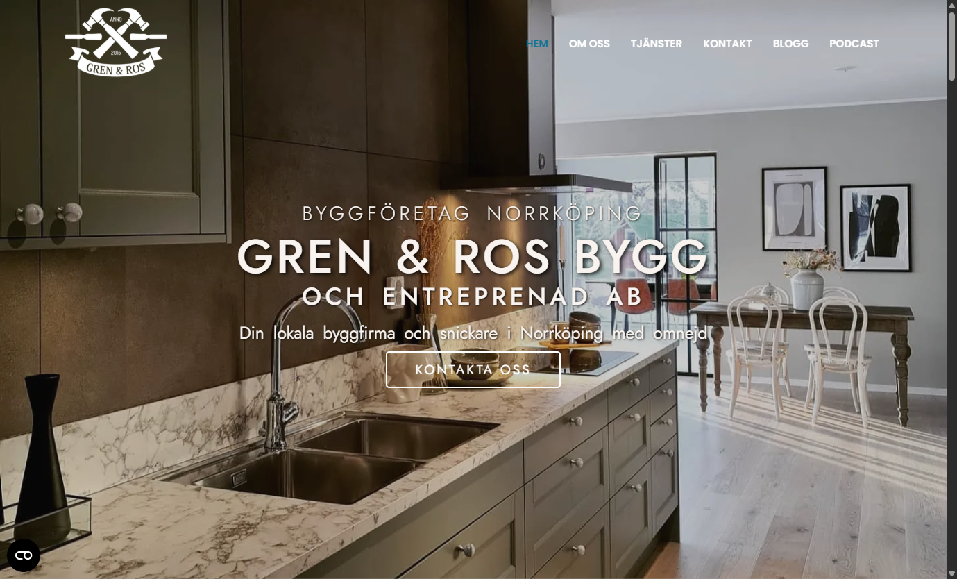 Gren & Ros Bygg webbplats